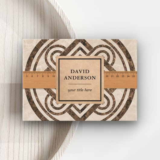 Bruine marmeren badkamervloertegels installateur visitekaartje