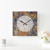 Bruine marmeren print met grijze crackles vierkante klok (Huis)