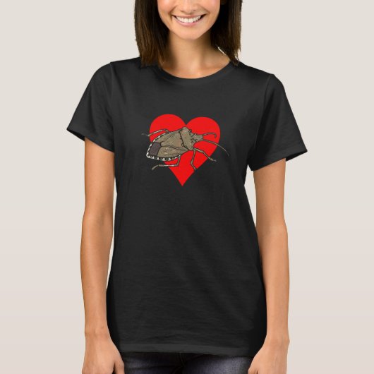 Bruine Marmorated Stink Bug Hart Entomoloog Insect T-shirt (Voorkant)