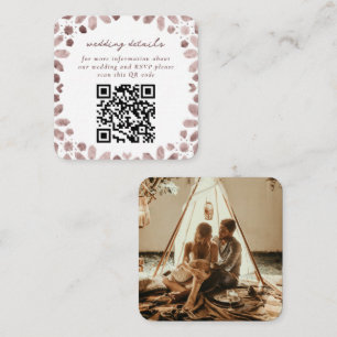 Bruine Marokkaanse Tegels QR Code Bruiloft Informatiekaartje