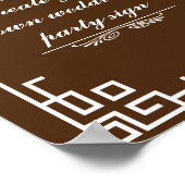 Bruine maroon Swirl White Border Wedparty Sign Poster (Hoek)