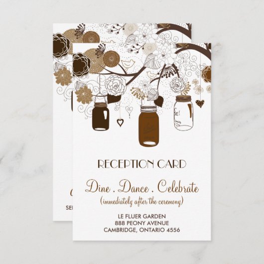 Bruine Mason Jars en Bloemen Herfst Ontvangstkaart Kaart (Voorkant / Achterkant)