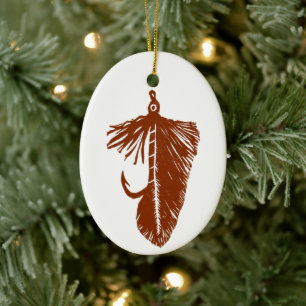 Bruine "Matuka"-wimpelaar voor kerstversiering Keramisch Ornament