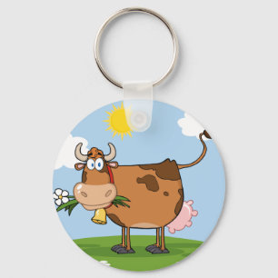 Bruine melkkoe sleutelhanger