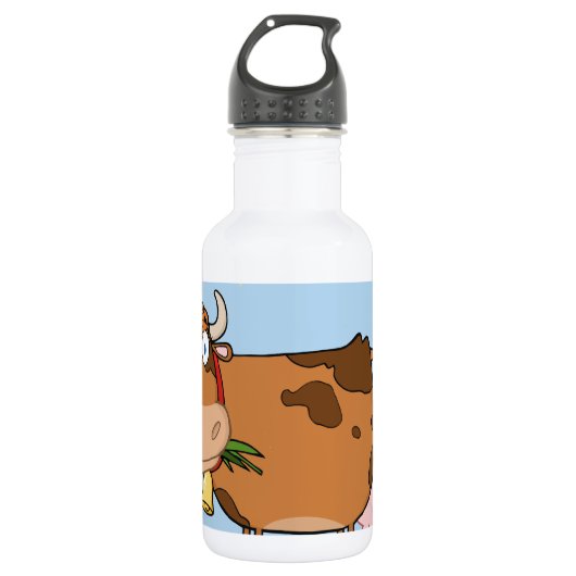 Bruine melkkoe waterfles  (Voorkant)