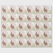  bruine merrie en veulen paard cadeaupapier (Vlak)