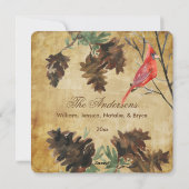 Bruine met rode kardinaal dennenappels kerstkaart (Achterkant)