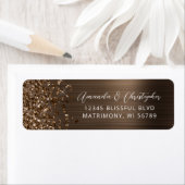 Bruine Metallic Glitter Bruiloft Retouradres Etiket (Insitu)