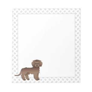 Bruine Mini Goldendoodle Cartoon Hond & Pootafdruk Notitieblok