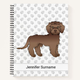 Bruine Mini Goldendoodle Cartoon Hond & Tekst Notitieboek
