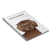 Bruine Mini Goldendoodle Cartoon Hond & Tekst Notitieboek (Rechterzijde)