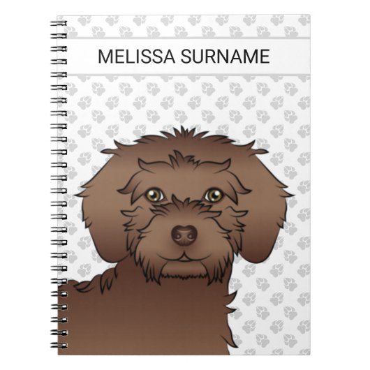 Bruine Mini Goldendoodle Cartoon Hond & Tekst Notitieboek (Voorkant)