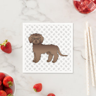Bruine Mini Goldendoodle Mopshond Cute Cartoon & P Servet