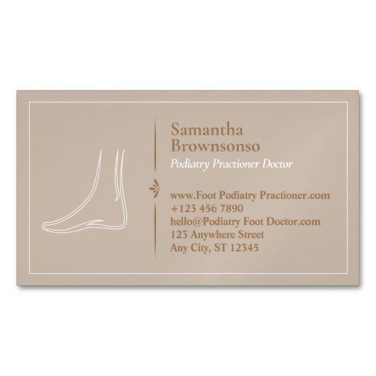 Bruine minimale voetmassage Podiatry Magnetisch Visitekaartje (Voorkant)
