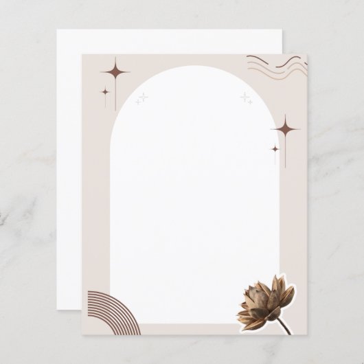 Bruine minimalistische Boho Notities Blank (Voorkant / Achterkant)