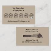 Bruine minimalistische cupcakes bakkerijkorting klantenkaartje (Voorkant / Achterkant)