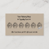 Bruine minimalistische cupcakes bakkerijkorting klantenkaartje (Voorkant)