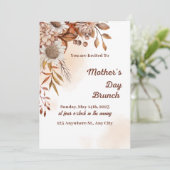 Bruine minimalistische Herfst Moederdag Brunch Kaart (Staand voorkant)