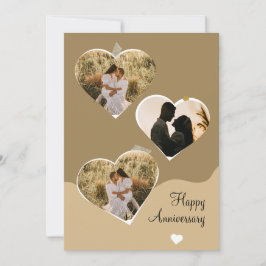 Bruine Minimalistische Jubileum Fotocollage Kaart