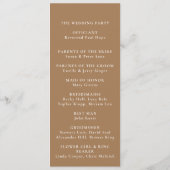 Bruine minimalistische kalligrafie programmakaart (Achterkant)