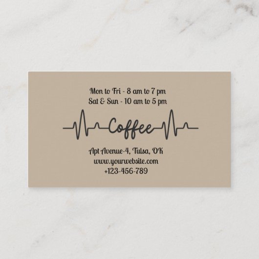 Bruine minimalistische koffiekopjes klantenkaartje (Achterkant)