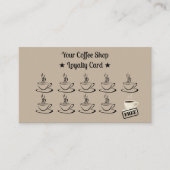 Bruine minimalistische koffiekopjes klantenkaartje (Voorkant)