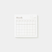 Bruine Minimalistische Maandelijkse Plannerkalende Post-it® Notes (Voorkant)