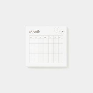 Bruine Minimalistische Maandelijkse Plannerkalende Post-it® Notes