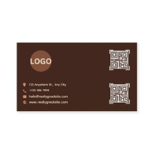 Bruine Minimalistische QR-code Zakelijke Kaart