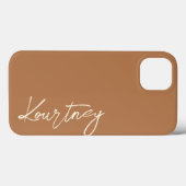 Bruine Minimalistische Script Naam Gepersonaliseer Case-Mate iPhone Case (Achterkant (horizontaal))