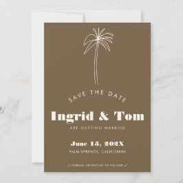 Bruine minimalistische tropen save the date