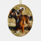 Bruine minipaarden die rijden keramisch ornament (Rechts)