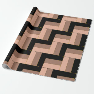 Bruine Mocca Zwarte Geometrische Rechthoeken Cadeaupapier
