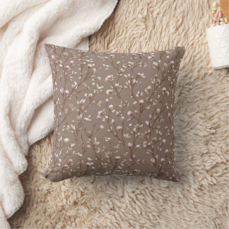 Bruine Mocha Cottagecore Neutrale Bloemen Kussen