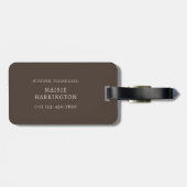 Bruine Mocha Monogram Script Naam Alleen Telefoon Bagagelabel (Achterkant horizontaal)