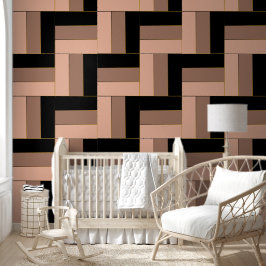 Bruine Mocha Zwarte geometrische rechthoeken Behang