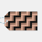 Bruine Mocha Zwarte geometrische rechthoeken Cadeaulabel (Achterkant Horizontaal)