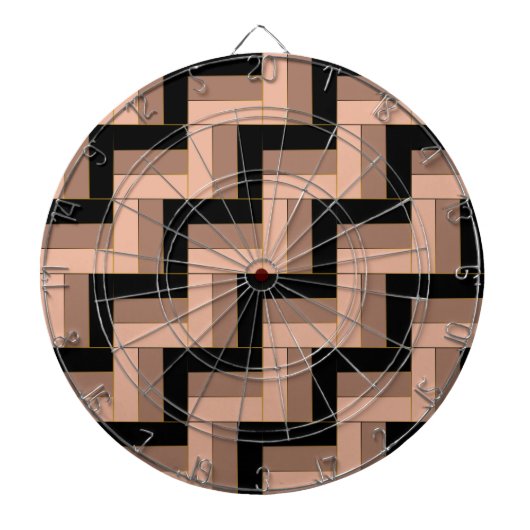Bruine Mocha Zwarte geometrische rechthoeken Dartbord (Voorkant)