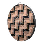 Bruine Mocha Zwarte geometrische rechthoeken Dartbord (Voorkant Rechts)