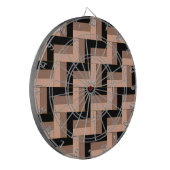 Bruine Mocha Zwarte geometrische rechthoeken Dartbord (Voorkant Links)