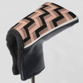 Bruine Mocha Zwarte geometrische rechthoeken Golfheadcover (3/4 voorkant)