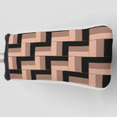 Bruine Mocha Zwarte geometrische rechthoeken Golfheadcover (Voorkant)