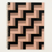 Bruine Mocha Zwarte geometrische rechthoeken Planner (Voorkant)