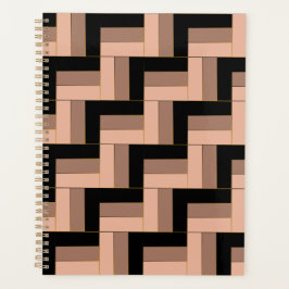 Bruine Mocha Zwarte geometrische rechthoeken Planner