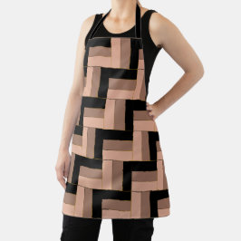 Bruine Mocha Zwarte geometrische rechthoeken Schort