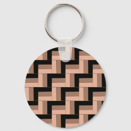 Bruine Mocha Zwarte geometrische rechthoeken Sleutelhanger