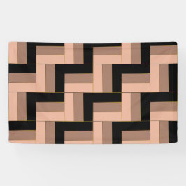 Bruine Mocha Zwarte geometrische rechthoeken Spandoek