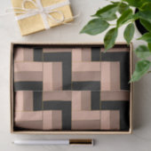 Bruine Mocha Zwarte geometrische rechthoeken Tissuepapier (Geschenk)