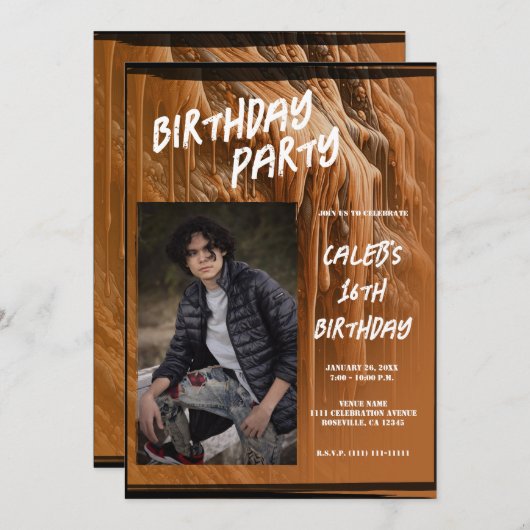 Bruine modder foto moderne verjaardag kaart (Voorkant / Achterkant)