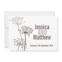 Bruine moderne bloemen chervil bruiloft uitnodigin